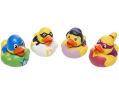 Schnooridoo 4 x Hero Badeenten Duck Superhelden Gummiente Ente Badewanne Spielzeug Kinder Pool