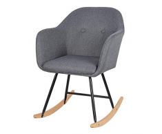 eSituro SRC0001 Schaukelstuhl Schwingsessel Relaxstuhl Schaukelsessel Sessel Leinen Stahl Holz Dunkelgrau