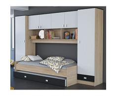Schrankbett inkl Bettkasten grau / weiß / schwarz B 308 cm Jugendbett Wandbett Schrank Gästebett Jugendzimmer Kinderzimmer Gäste