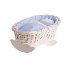 Ein Schaukelbett, eine Schaukelwiege, ein Schaukellaufgitter aus Weide für Puppen, Puppenbett