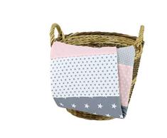 ULLENBOOM ® Babydecke 70x100 cm “Rosa Grau” (Made in EU) - Baby Kuscheldecke aus ÖkoTex Baumwolle & Fleece, ideal als Kinderwagendecke oder Spieldecke geeignet, Design: Sterne, Punkte, Patchwork