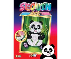 MAMMUT 8011414 - Sequin Art Paillettenbild Panda, Steckbild, Komplettset mit Styropor-Rahmen, Bildvorlage, Pailletten, Steckstiften, Anleitung, Bastelset für Kinder ab 6 Jahre