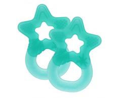 Dentistar® Beißstern - 2er Set Beißring für Baby & Kleinkinder - Zahnungshilfe massiert das Zahnfleisch - extra weich & flexibel - ab 3 Monaten - Made in Germany - BPA frei - Türkis