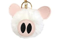 Tamcok Schlüsselanhänger, für Damen und Herren, modisch, niedliches Plüschschwein-Schlüsselanhänger, Dekoration, 1 Stück, weiß (Weiß) - L2TJ0SYEP0