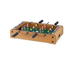 Relaxdays Tischkicker, Kinder, Erwachsene, Holz-Optik, robust, Tischfußball, H x B x T: 11 x 51 x 50 cm, grün-braun