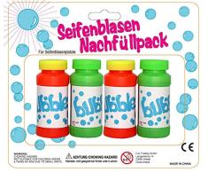 Fun Trading Seifenblasen-Flüssigkeit Nachfüllpack - 4 Flaschen Seifenblasenflüssigkeit - Für Seifenblasenpistolen