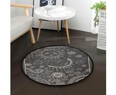 MNSRUU Vintage Sonnen-/Mond-/Stern-Teppich, rund, für Wohnzimmer, Schlafzimmer, 92 cm Durchmesser