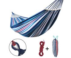 Sooair Reise Camping Hängematte, Hängematte Leichtfor Outdoor Indoor Garden Hängematte Hängematte Outdoor Ultraleicht Hängematte Outdoor Ultraleicht (Blau und weiß)