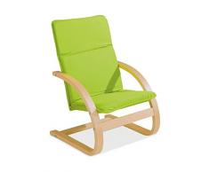 Home4You Kindersessel Kinderstuhl Freischwinger | Apfelgrün | Holz | Baumwolle | Sitzhöhe 28 cm