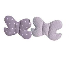 Medi Partners KOPFKISSEN Kinder Nacken Nackenstütze 100% Baumwolle/Minky Baby Nackenhörnchen für auto Kinderwagen autofahrt reisen Schlaf Hals kissen Schlummerrolle (Sternen mit grauen Minky)