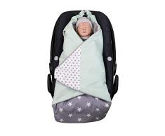 ULLENBOOM ® Einschlagdecke BabyschaleMint Grau (Made in EU) - Babydecke für Autositz (z.B. Maxi Cosi ®), Babywanne oder Kinderwagen, ideale Decke für Babys (0 bis 9 Monate)