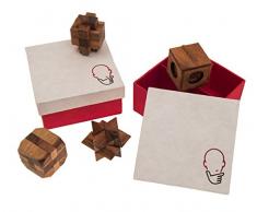 ROMBOL Geschenkbox mit Knobelspielen, Holz-Spiel, Denkspiel, Knobelspiel, Geduldspiel aus Holz, Geschenkbox:4er Geschenkebox
