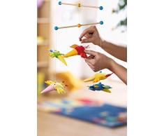 HABA 1103 Mobile Zwitscherlinge, Baby-Mobile zum Aufhängen mit 5 abnehmbaren Vögeln aus Stoff und gelber Sonne, Baby-Spielzeug ab 6 Monaten