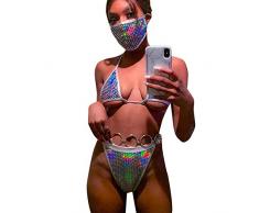 Gogdog Frauen Maske Bikini Push-up Halfter Bandage Badeanzüge Wickelbezüge Bikini Set Pailletten Cross Beach Badeanzug Badeanzug