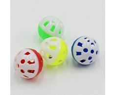 BVYO 1pcs Plastik Haustier Spielen Ball Katzen Ball mit Ring Spielen Kauen Rassel Kratzen Praktisches Training Spielzeug Zufällige Farbe, zufällige Farbe (1pcs)