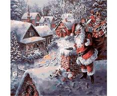 CHXFit Digitales Malen Ölgemälde Weihnachtsmann-Malen Nach Zahlen Digitales Malen Dekorative Malbilder 40X50Cm (Ohne Rahmen)-40X50Cm