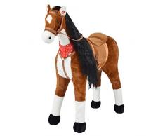 Pink Papaya XXL Super Soft Plüsch-Pferd - Anna 105cm riesiges Reitpferd für Kinder, Stehpferd zum Drauf sitzen mit Kleiner Bürste, bis 100kg Tragkraft, Farbe: braun/Schwarze Mähne