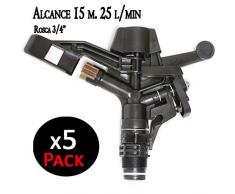 Sprinkler Agricola Circular Reichweite 15 Mts. Männlich 3/4 Gewinde Durchflussmenge 25 Liter/Minute oder 1900 Liter/Stunde. Durchmesser Abdeckung 30 Meter Sprinkler, Bewässerung Kunststoff Kreis voll, verwendet in Anlagen