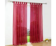 Joyswahl Gardine Uni Voile Vorhang mit Schlaufen Julia Dekoschal Fenster Schal BxH 140x145cm Rot 1er Pack