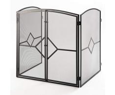 Feuerschirm Kamin Gitter Kaminfunkenschutzgitter Schutzgitter Brennholzofen Feuerschirm Funkenschutz Kindersicherung Kamingitter aus pulverbeschichtetem Eisen 81CM(H) Feuerschirm mit einer kindersicheren Verriegelung