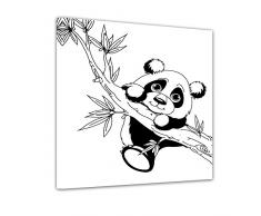 Bilderdepot24 Panda am AST - Ausmalbild auf Leinwand, aufgespannt auf Rahmen - Quadrat-Format - 60x60 cm