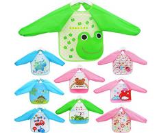 Diawell Baby Lätzchen Ärmellätzchen Malschürze Schnür mit Ärmel Wasserdicht