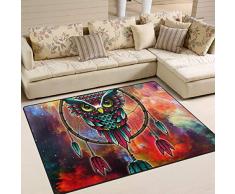 Ahomy Traumfänger-Teppich mit Eulen-Motiv, modern, quadratisch, Bodenmatte für Kinder, Wohnzimmer, Esszimmer, Spielzimmer, Dekoration, 160 cm x 122 cm, multi, 63 x 48 inch