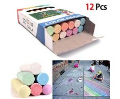 Delleu 12 Pcs/100 Pcs Straßenmalkreide Kinderkreide,Farben Kreide für Kinder zum Malen auf der Straße Kreide abwaschbar