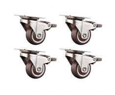 LRBBHJL Lenkrollen Rollen,4X Kleine Gummi-Schwenk Lenkrollen,1,5 Zoll Leise Möbelrollen Universalräder,Lenkrollen Mit Bremse,Schränke,Wagen,Krippen/E / 1.5in