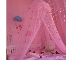 Kinder Moskitonetz Traumhafter Kinder Zimmer rund Lace Kuppel Bett Himmelbett Querbehang Zelt Moskitonetz mit Sternen und Schmetterling Netz Vorhänge Baby Jungen und Mädchen Spiele House