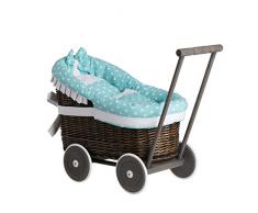 e-wicker24 EIN Wagen, EIN Bett für Puppen aus Weide, Spielzeug aus Weide, Puppenwagen aus Weide, Korbpuppenwagen, Weidenwagen