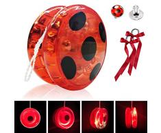 Hook Ladybug Yo-Yo für Ladybug Kostüm Kinder, Jo-Jo mit Blinklicht für Party, Karneval, Halloween, Aprilscherz Tag, Maskerade, + EIN Paar Marienkäfer Clip-On Ohrringe und EIN Paar Rot Haarbänder.