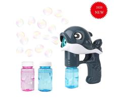 WELLXUNK Seifenblasen-Pistole, Seifenblasenmaschine für Kinder, Seifenblasenpistole mit Seifenblasen Nachfüllflasche, für Kinder & Erwachsene, für Outdoor Party, Hochzeit, Sommerparty(Schwarz)