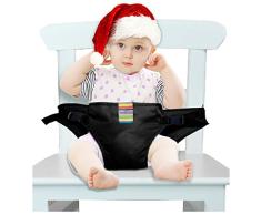 Der waschbare tragbare Reise Hochstuhl Booster Babysitz mit Riemen Kleinkind -Sicherheitsgurt Schätzchenspeicherung den Gurt (6 Farben) (schwarz)