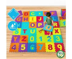 Puzzlematte - 86-430 Teile, Buchstaben und Zahlen, Oberfläche 3,57 m2 - 17,85 m2, EVA Schaumstoff, Bunt - Spielmatte, Spielteppich, Kinderteppich, Schaumstoffmatte, Puzzleteppich, Kinderspielteppich