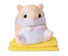 TE-Trend 2in1 Baby Kinder Plüschtier Hamster 40cm mit Fleecedecke im Bauch des Kuscheltieres in Gelb