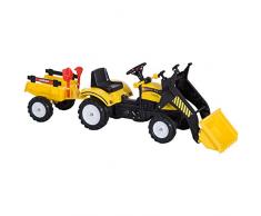HOMCOM Kinder Tretauto Traktor Trettraktor mit Fontlader und Anhänger ab 3 Jahre Kinder 167 x 41 x 52cm
