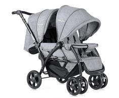 COSTWAY Geschwisterwagen Zwillingswagen Zwillingsbuggy Kinderwagen Baby Reisebuggy faltbar grau