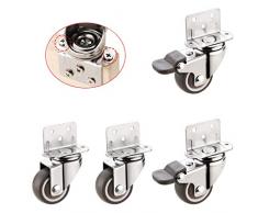 4x Castors, Gummirollen, Lenkrollen Universal-Schwenken Bremse Stille MöBelrollen, Zum Krippe Wagen Blumenstand Schemel (1 Zoll 1.25 Zoll 1,5 Zoll 2 Zoll)