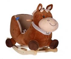 Bieco Plüsch Schaukeltier Pferd Calimero 60cm | Kinder Schaukelstuhl mit Sicherheitsgurt | Baby Schaukel | Schaukel Kleinkind | Schaukeltier Baby | Baby Schaukelwippe ab 9 Monate | Schaukelpferd Holz