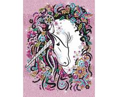 MAMMUT 8311720 - Sequin Art Teen Craft, Paillettenbild Einhorn, Bastelset mit Styropor-Rahmen, Bildvorlage, Pailletten, Steckstiften, Anleitung, für Kinder ab 8 Jahre
