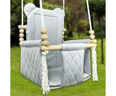BlueKitty Schaukel für Kinder; Babyschaukel; Kinderschaukel mit Kissen; Schaukel für Haus und Garten; Schaukel aus Holz, Babyschaukel, Stoffschaukel, Kleinkindschaukel, Innenschaukel, Holzschaukel