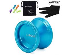 Magic Yoyo Anfänger JoJo V6 LOCAS Reaktionsfähiger Yo-yos Pro Jo-jos Metal Yo Yo mit Tasche Handschuh 5 Saiten für Kinder DunkelBlau