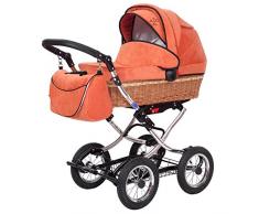 Korbkinderwagen Nature Typ 134/206 aus hochwertiger Korbweide, Dessin: Matrix Orange