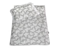 Rawstyle 2 tlg. Set Bezug *30 MOTIVE* (Hellgrau + Schmetterlinge Weiß) in 70x50 cm für Kinderwagen, Wiege und Stubenwagen Kinderbettwäsche Garnitur Bettwäsche *Deckenbezug + Kissenbezug*