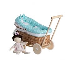 e-wicker24 EIN Wagen, EIN Bett für Puppen aus Weide, Spielzeug aus Weide, Puppenwagen aus Weide, Korbpuppenwagen, Weidenwagen
