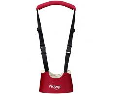 Vicloon Lauflernhilfe Gehhilfe für Baby, Baby Lauflernhilfen Einstellbare mit Sicherheitsverschluss und Magischen Aufklebern, Stehen Gehen Lernen Helfer Walker für Baby 7-24 Monate (Rot)