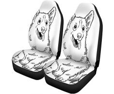 TABUE 2PCS Autositzbezüge Adorable Cute Welsh Corgi Hund Malbücher Tiersitze Protector Passt für Auto, SUV Limousine, LKW