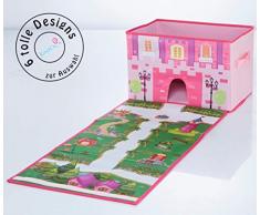 TBB-Family Kinder Aufbewahrungsbox, Spielzeugkiste, Faltkiste mit Deckel und Griffen für Spielzeug und Kinderzimmer, Prinzessin