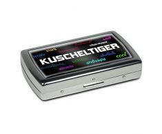 Zigarettenetui mit Namen Kuscheltiger - Edle Chrom-Metallbox mit Design Positive Eigenschaften - Zigarettenbox, Zigarettenschachtel, Metallbox